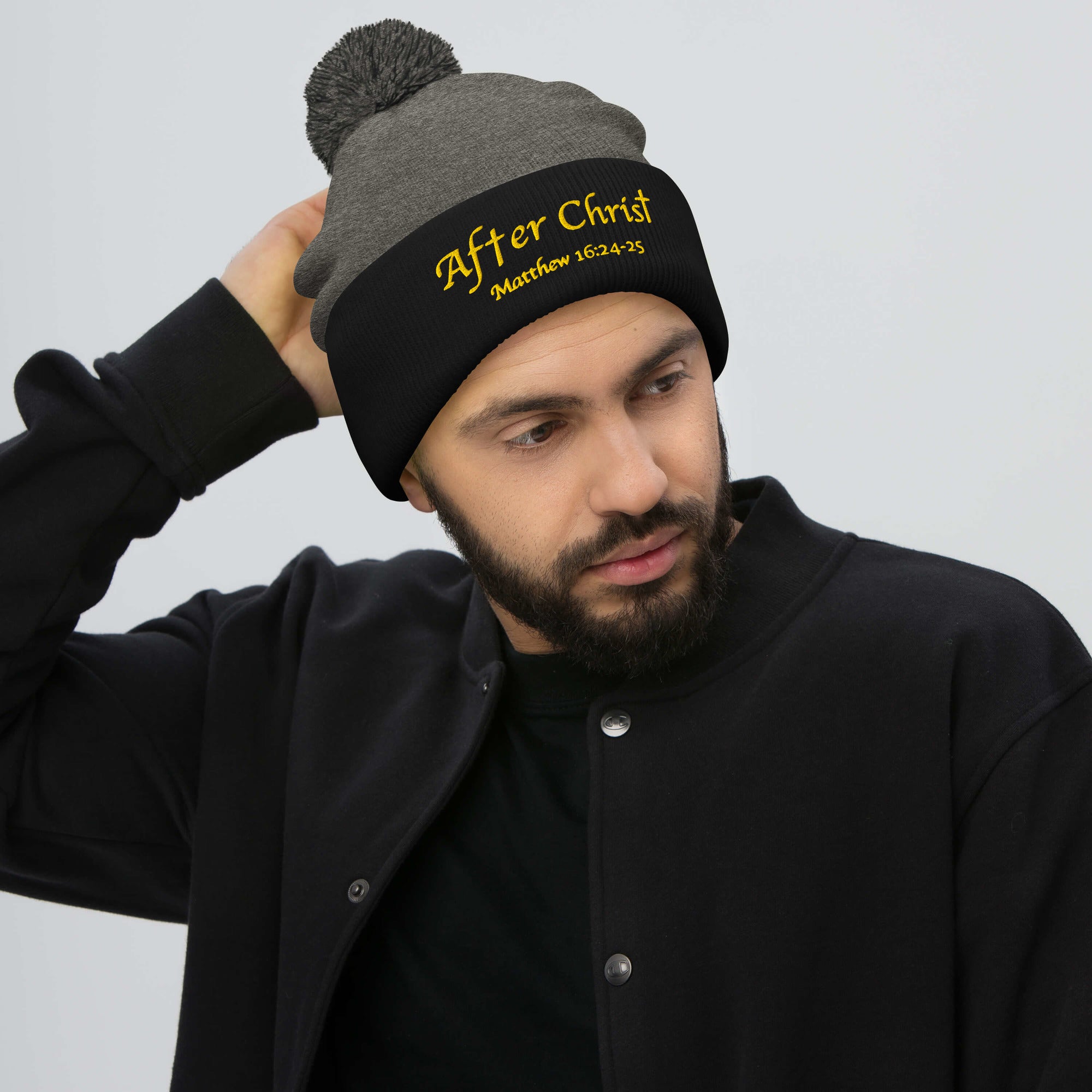 After Christ® Pom Black & Gray Beanie_M