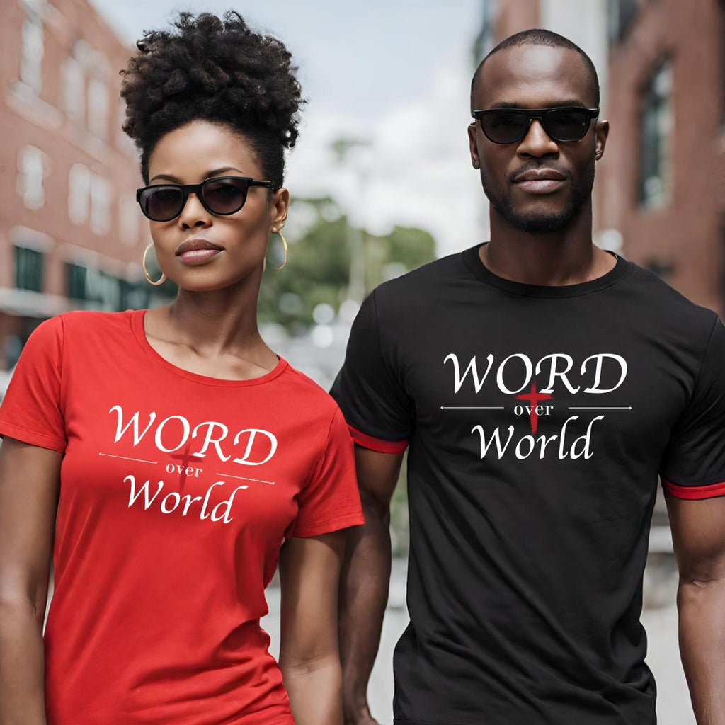 After Christ Word over World Red and Black T-shirt. Unisex T-Shirt