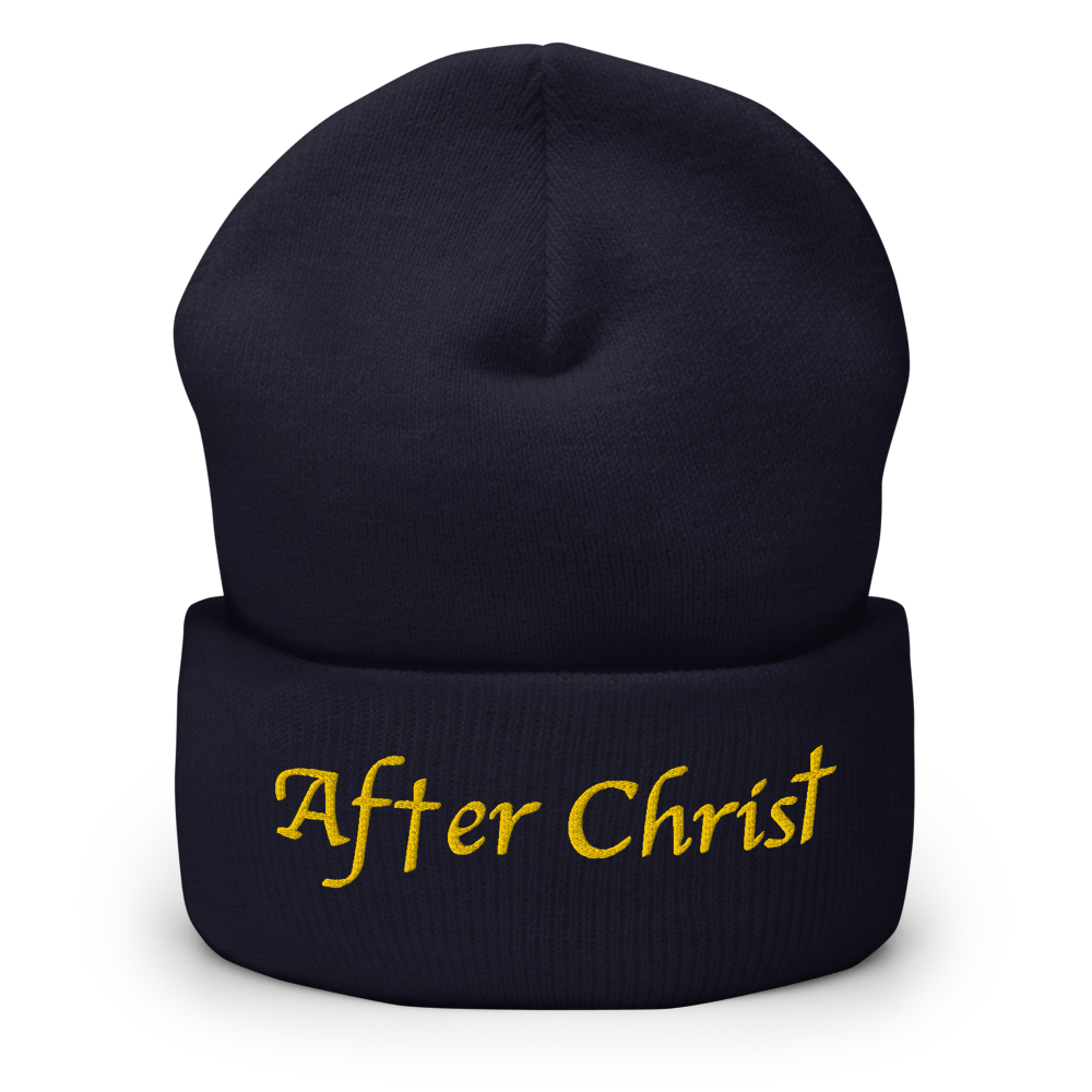 After Christ Navy Beanie. Christian Hat