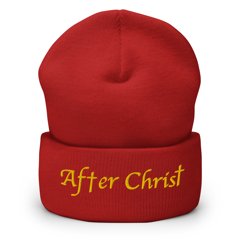 After Christ Red Beanie. Christian Hat