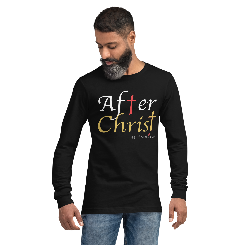 After Christ Stacked Black Long Sleeve Shirt. Christian  Long Sleeve Shirt